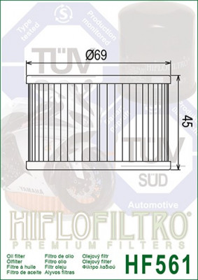 Filtru Ulei HF561 Hiflofiltro Kymco 1541A-KED9-9000 Cod Produs: MX_NEW HF561 foto