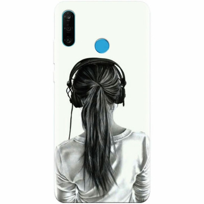 Husa silicon pentru Huawei P30 Lite, Girl With Headphone foto