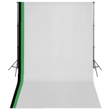 Set studio foto cu 3 fundaluri de bumbac, cadru reglabil, 3x5 m GartenMobel Dekor, vidaXL