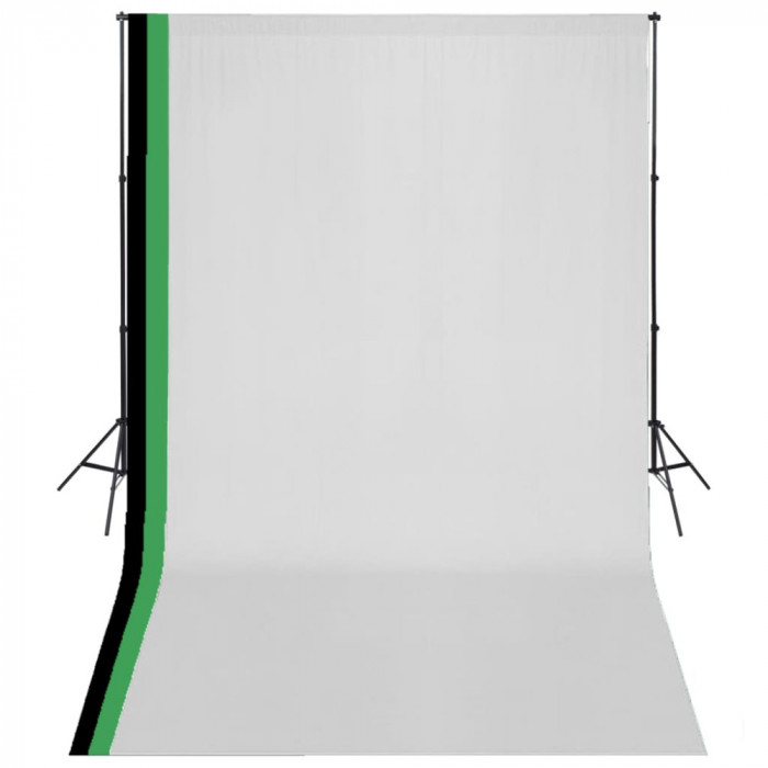 Set studio foto cu 3 fundaluri de bumbac, cadru reglabil, 3x5 m