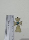 Cruce vintage ruseasca cu piatra albastra