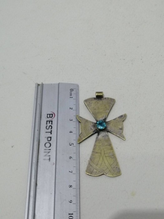 Cruce vintage ruseasca cu piatra albastra