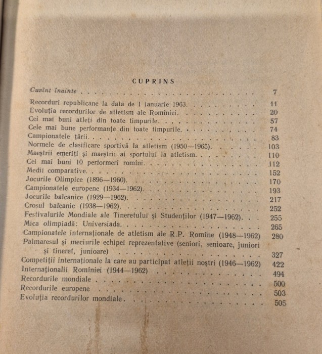 O jumatate de secol de atletism romanesc 1912 - 1962 Romeo Vilara