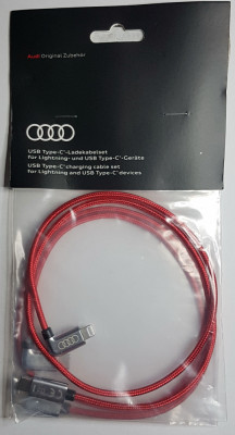 Set Cabluri originale Audi, incarcator telefon USB-C-USB-C+ USB-C-USB-iphone foto