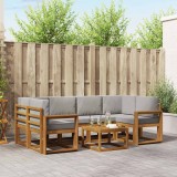 vidaXL Set de canapele de exterior 7 pcs Gri natural și deschis 3366084