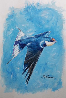 Tehnica mixta acuarela si tempera cu lastun 27cmx17,5cm foto