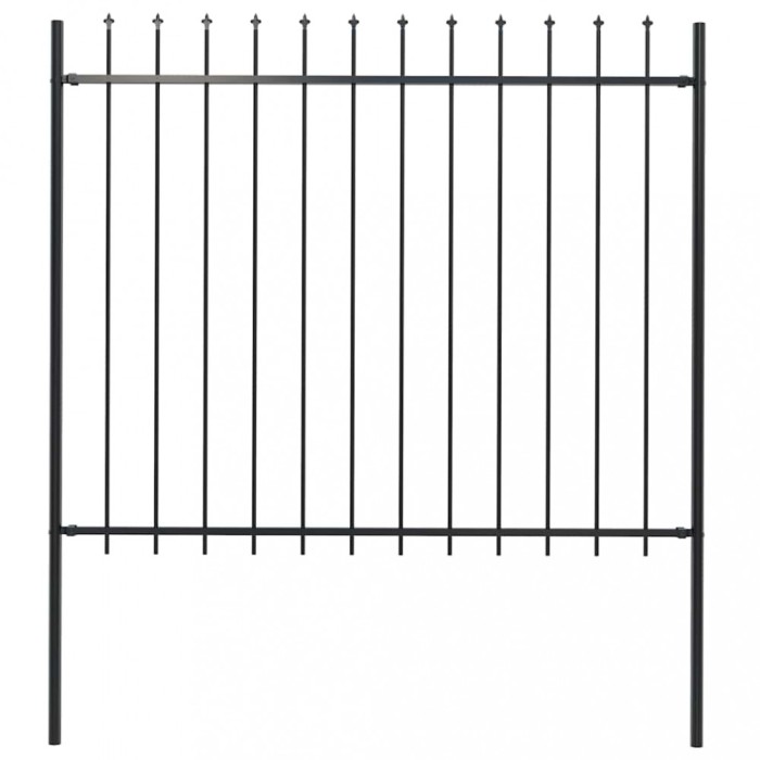 vidaXL Gard de grădină cu v&acirc;rf suliță, negru, 1,7 x 1,5 m, oțel