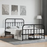 VidaXL Cadru pat metalic cu tăblie de cap/picioare, negru, 120x190 cm