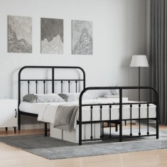 vidaXL Cadru pat metalic cu tăblie de cap/picioare, negru, 120x190 cm 352593