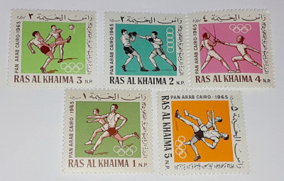 Ras Al Khaima sport fotbal, boc altletism 5v. MNH foto