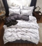 Cumpara ieftin Lenjerie Pat Magpie Fx075, Bumbac, 4 Piese, Fara Elastic, Alb, Negru