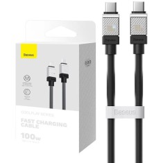 CABLU alimentare si date Baseus, Fast Charging Data Cable pt. smartphone, USB Type-C (T) la USB Type-C (T), E-marker, 100W, 1m, negru, &quot;CAKW000201&quot; (i