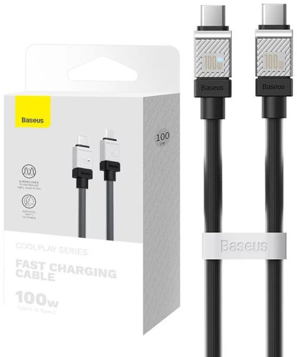 CABLU alimentare si date Baseus, Fast Charging Data Cable pt. smartphone, USB Type-C (T) la USB Type-C (T), E-marker, 100W, 1m, negru, &amp;quot;CAKW00020