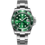Ceas automatic de scufundari STEELDIVE SD1953, 41 mm, bratara argintie, carcasa si cadran verde, NH35, cristal safir, 30 ATM