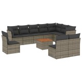 Cumpara ieftin Set canapele de gradina cu perne, 11 piese, gri, poliratan