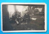 Carte Postala 1920 Romania - fotografie familie Ofiter la picnic cu masina