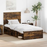 Cumpara ieftin Cadru de pat Stejar fumuriu 90 x 200 cm Lemn de pin masiv