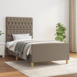 VidaXL Cadru de pat fără saltea, gri taupe, 100x200 cm, textil