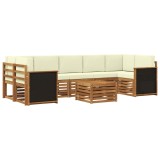vidaXL Set de canapele de exterior cu pernă 8 pcs Natural și Crem 3384131