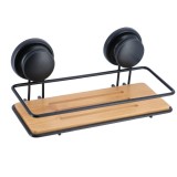 Coș Cosmetice Cu Ventuze Bamboo &ndash; Negru | Etajere Baie