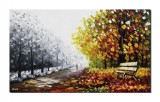 Cumpara ieftin Tablou 3D alee in parc pictat manual, Calmitate, 100x60cm ulei pe panza in cutit, Spectaculos