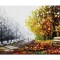 Tablou 3D alee in parc pictat manual, Calmitate, 100x60cm ulei pe panza in cutit, Spectaculos