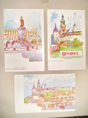 A592-Lot 3 Vederi litografice vechi Varsovia Carti Postale anii 1900 semnate.