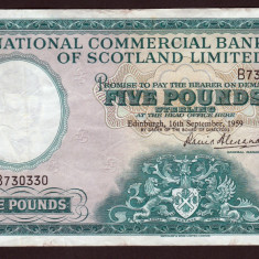 Scotia 5 Pounds Scotland National Commercial Bank sB730330 1959 P#259