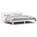 Gossi cadru de pat cu tablie, alb, 180x200 cm, lemn masiv de pin