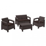 Set mobilier gradina Curver Corfu, plastic, 2 fotolii, canapea 2 locuri, masa, rezistent UV