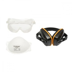 Set echipament de protectie masca praf, ochelari si casti Hoteche