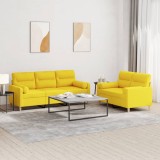 VidaXL Set de canapele cu perne, 2 piese, galben deschis, textil