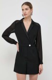 Morgan salopeta culoarea negru, cu decolteu in v