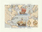 Islanda 1992- Europa CEPT, Bloc 2 valori dantelate,MNH,Mi.Bl.13