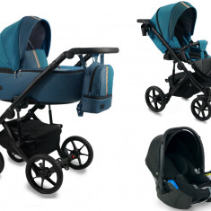 Carucior copii 3 in 1, reversibil, complet accesorizat, 0-36 luni, Bexa Air Turquoise