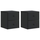 vidaXL Dulap de noapte suspendat 2 pcs Negru 34,5 x 33 x 40 cm 899148