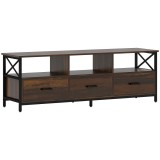 HOMCOM Dulap TV 65" &icirc;n Stil Industrial cu 3 Sertare și 3 Rafturi Deschise, Dulap TV din Lemn, 147x40x50 cm, Negru | Aosom Romania