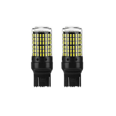 Set 2 LED T20 (W21W WY21W) 12-24V 130W 12000 lumeni 6000K alb pur foto