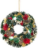Coronita de Craciun suspendata verde, decor festiv 30 cm