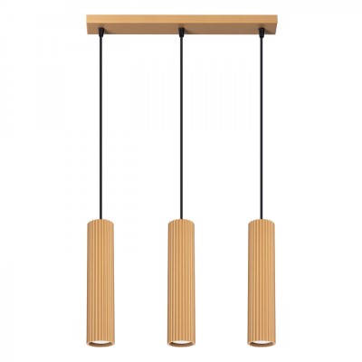 Lampă Suspendată Karbon Din Aluminiu Aurit Cu 3 Becuri Tub Minimalistă De Interior. foto