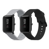 Set 2 curele pentru Huami Amazfit Bip S/Amazfit Bip S Lite, Kwmobile, Negru/Gri, Silicon, 53859.08