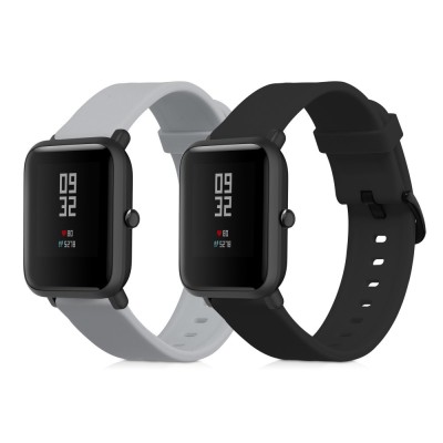 Set 2 curele pentru Huami Amazfit Bip S/Amazfit Bip S Lite, Kwmobile, Negru/Gri, Silicon, 53859.08 foto
