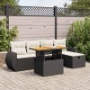VidaXL Set mobilier grădină perne 6 piese negru poliratan/lemn acacia 3328050