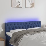 VidaXL Tăblie de pat cu LED, albastru, 160x7x78/88 cm, textil