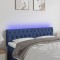 Tăblie de pat cu LED, albastru, 160x7x78/88 cm, textil