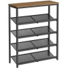 VASAGLE Raft de pantofi, 5 nivele reglabile din plasa, pentru 12-16 perechi, 75x30x93 cm, maro rustic Household NewTrend