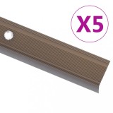 VidaXL Profile trepte &icirc;n formă de L, 5 buc., maro, 100 cm, aluminiu