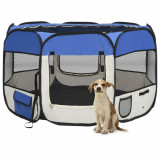 Tarc joaca pliabil caini cu sac de transport albastru 110x110x58 cm GartenMobel Dekor, vidaXL