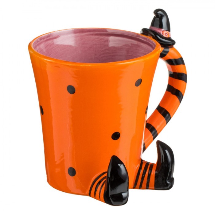 Cană Ceramică Halloween, Model Vrajitoare, Portocalie, Capacitate 450ml, 3D