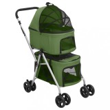 VidaXL Cărucior pliabil c&acirc;ini 2 niveluri verde 83x48x97 cm textil